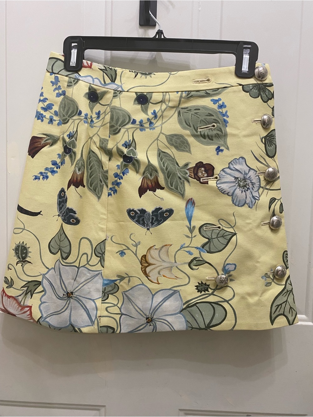Gucci Pale Yellow Floral & Butterfly Mini Skirt